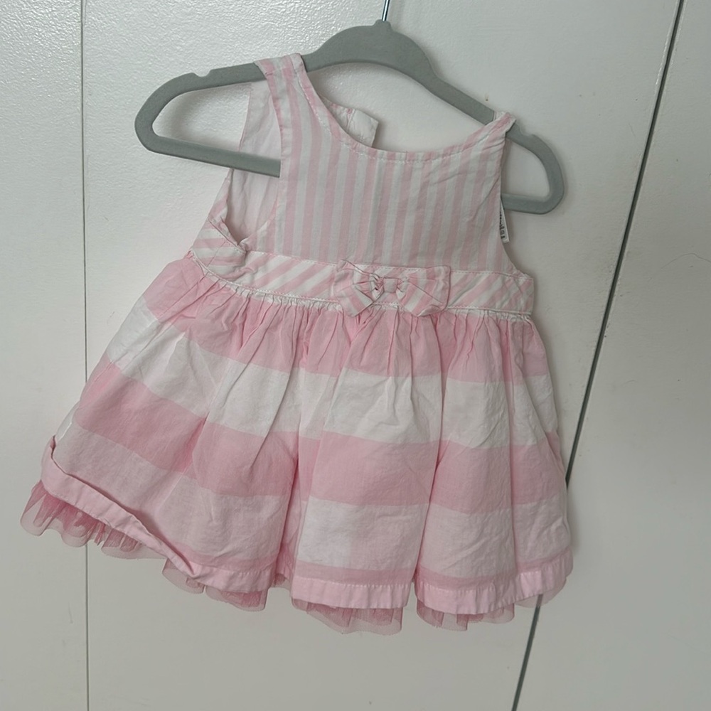 Little Me Pink and White Striped Dress